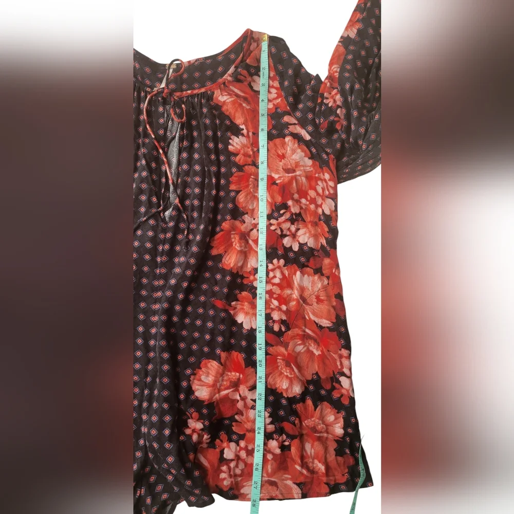 Free People Sunset Boulevart Red & Black Floral Shorts Romper size XS